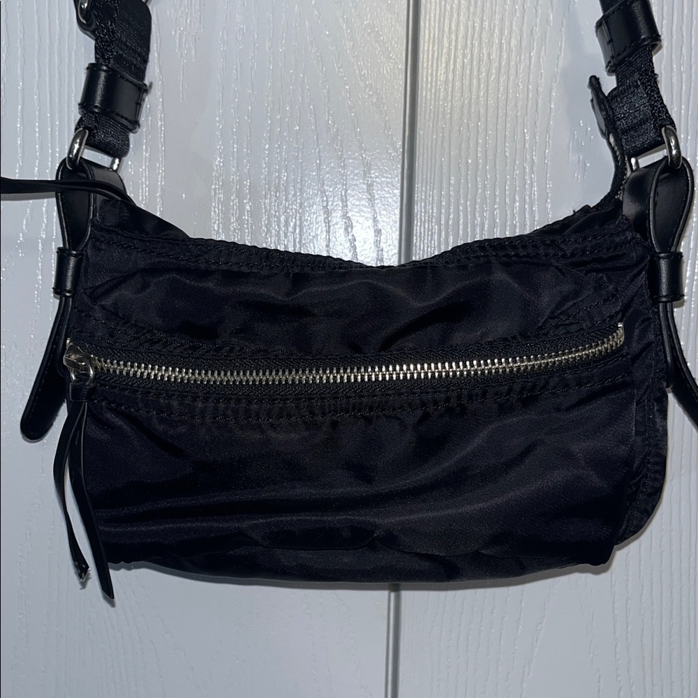 Lacoste Black Nylon & Leather Shoulder Bag